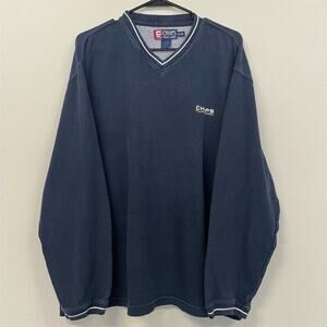 Vintage Chaps Ralph Lauren Men's XL Navy V-Neck Sweater Pullover